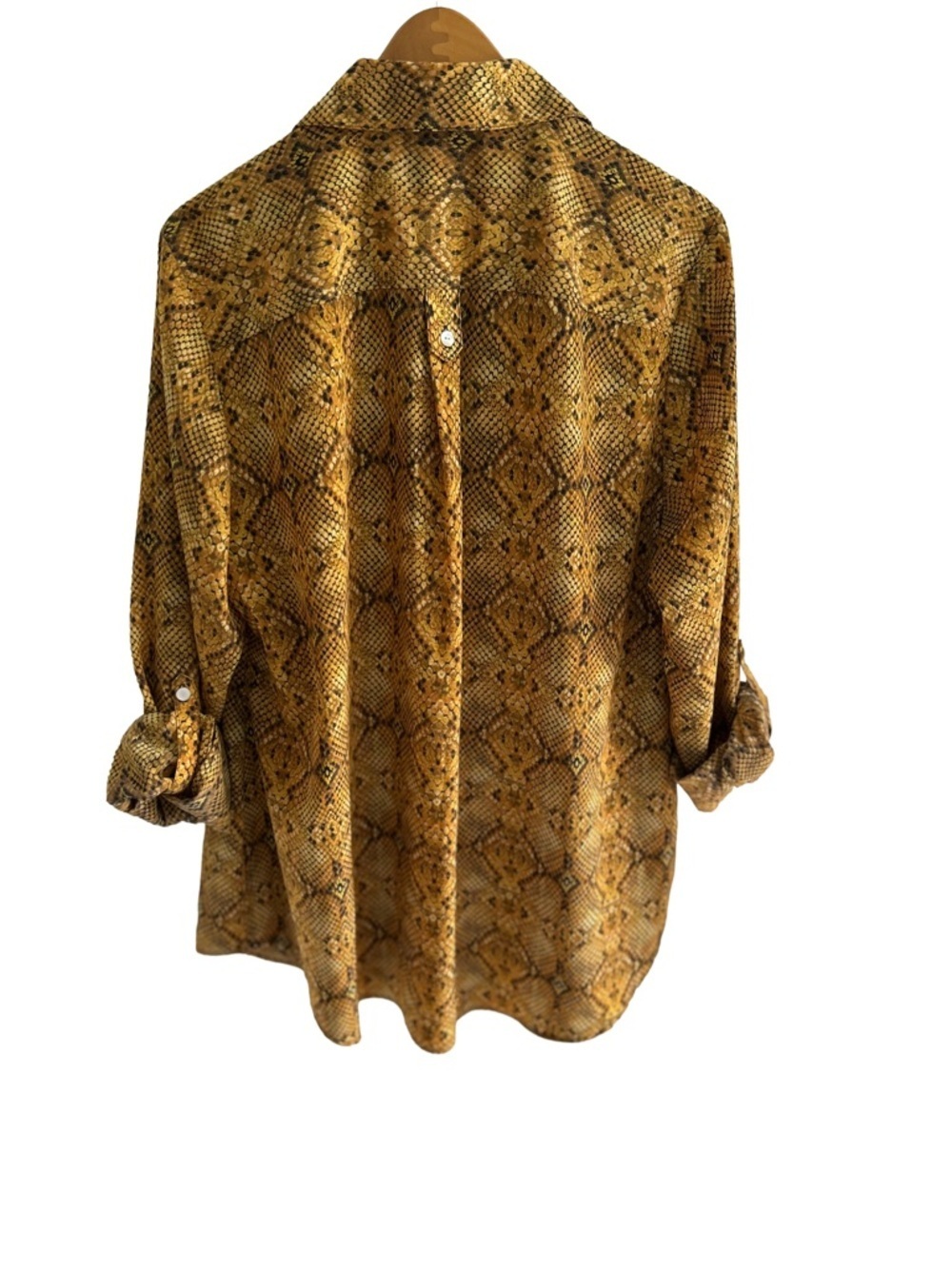 ๐ Style & Co. Yellow Snake-Print Button-Down Lightweight Shirt Tab Sleeve 2X - Picture 4 of 5